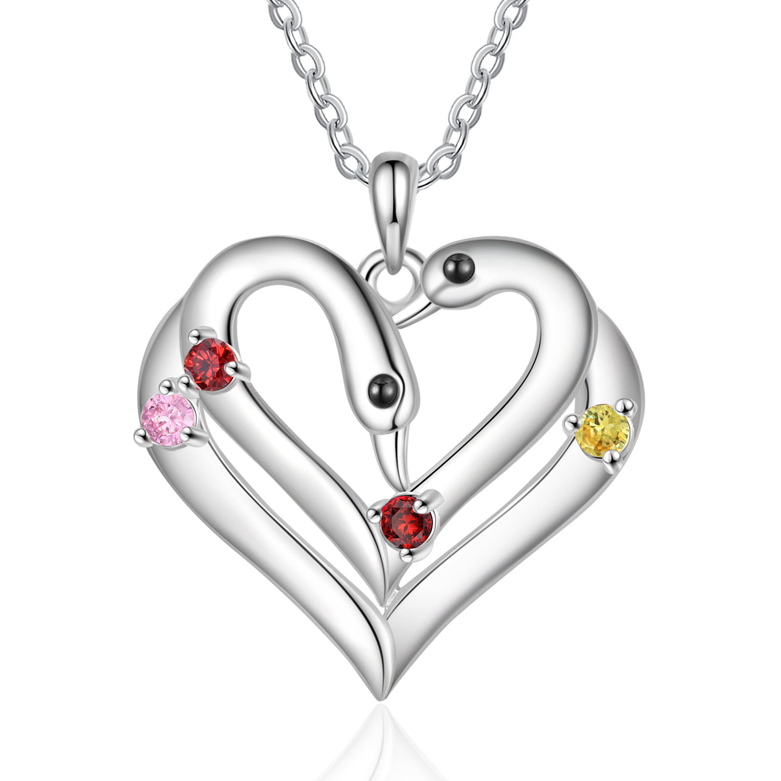 Personalized Heart Necklace – Custom 4 Names & 4 Birthstones Pendant Gift for Mum/Nan | Jessemade