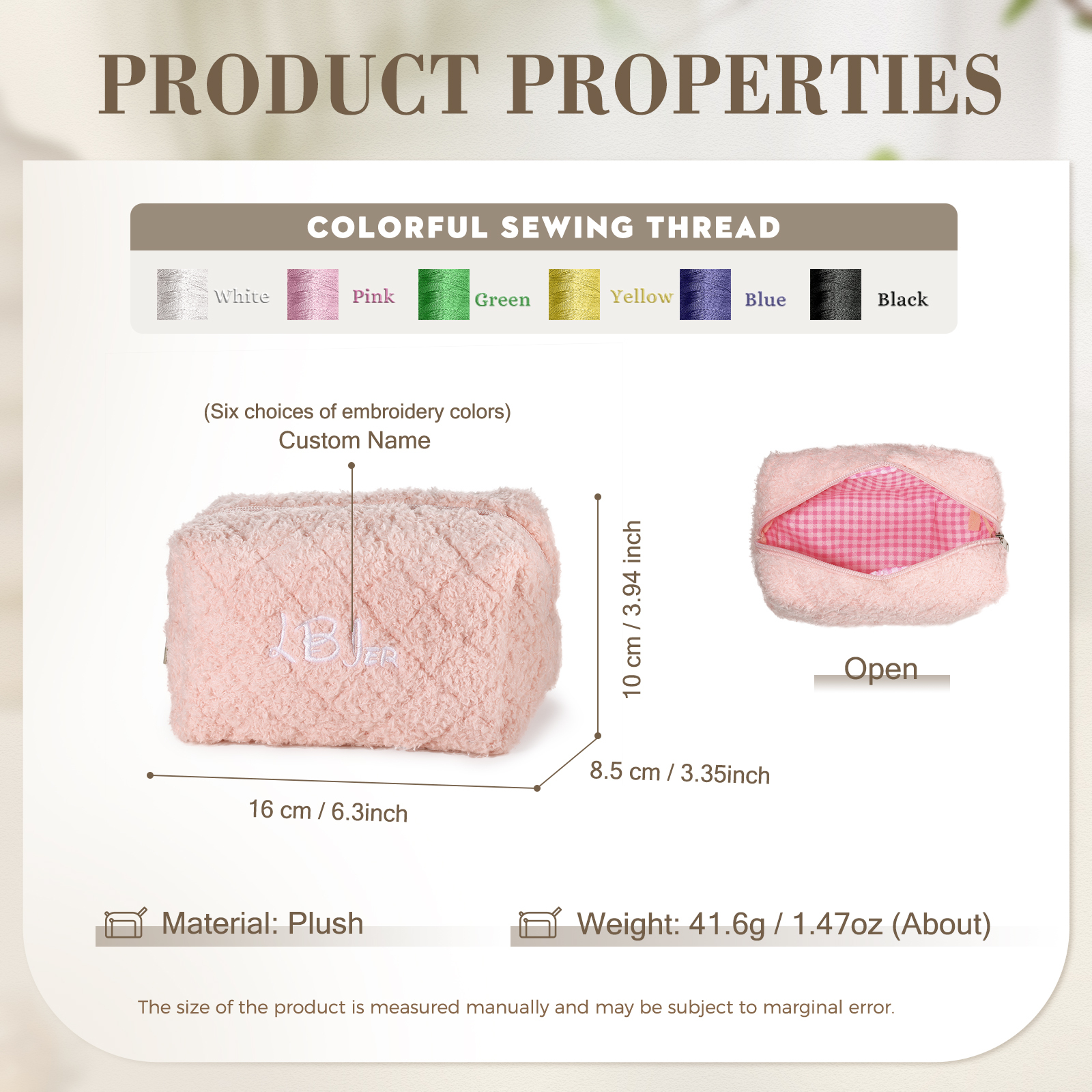 Borsa Cosmetica in Morbido Peluche - Nome Personalizzato in 4 Colori - Regalo di Natale per Lei | Jessemade