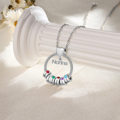 Collana Personalizzata con 6 Nomi e 6 Pietre di Nascita - Un Legame Inciso nel Cuore per Sempre - Regalo di Natale per Nonna | Jessemade