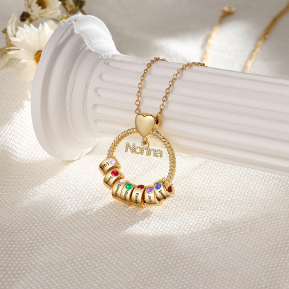 Collana Personalizzata con 7 Nomi e 7 Pietre di Nascita - Un Legame Inciso nel Cuore per Sempre - Regalo di Natale per Nonna | Jessemade
