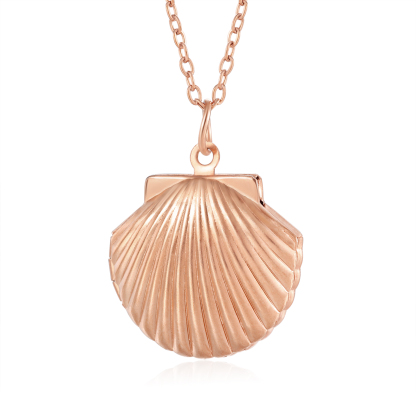 Personalised Women’s Seashell Locket Necklace – Customisable with 2 Photos, Available in Silver, Gold, and Rose Gold | Valentine’s Day Gift for Her | Jessemade