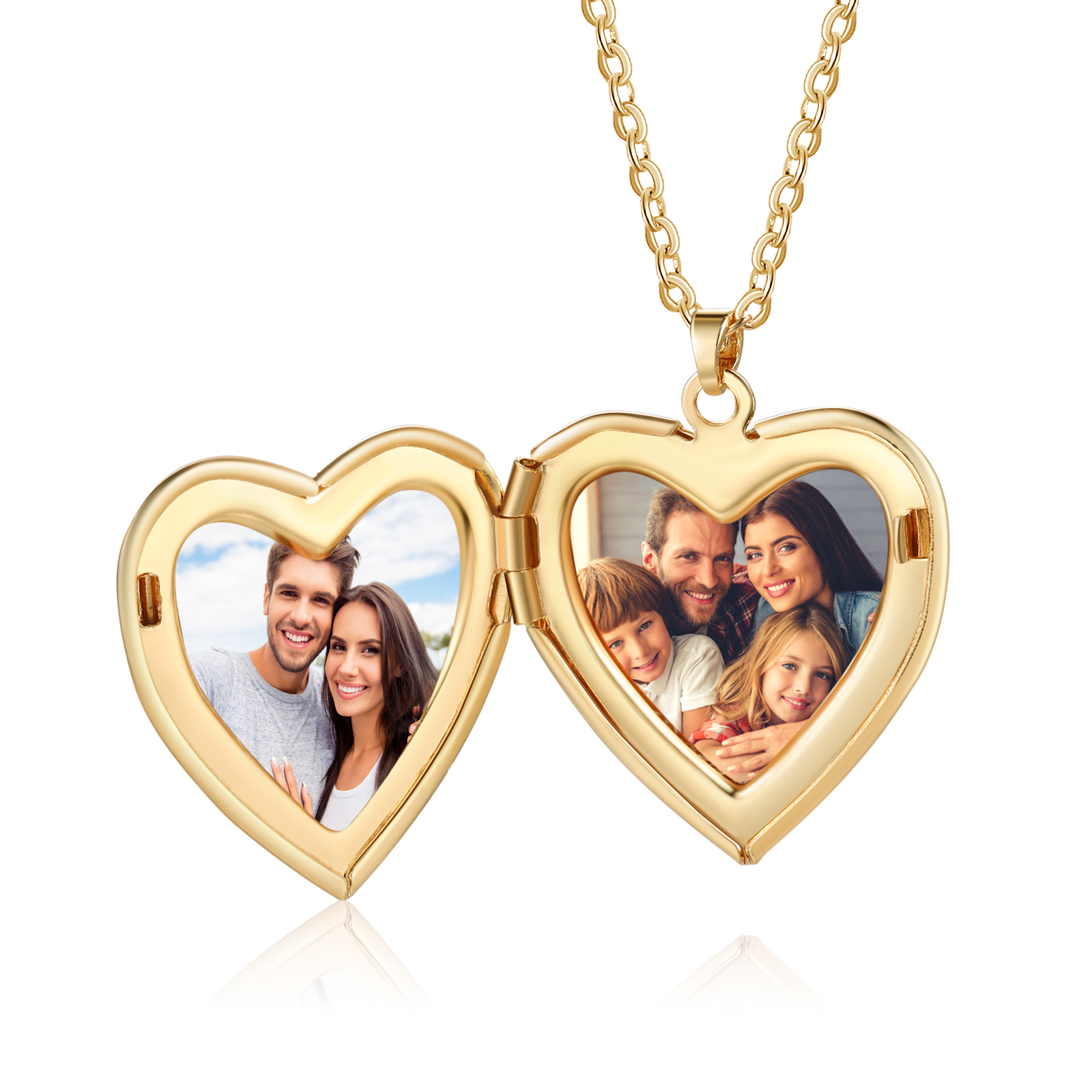 Collana Personalizzata a Forma di Cuore con Fiori e 2 Foto - Disponibile in 3 Colori - Regalo di San Valentino per Lei | Jessemade