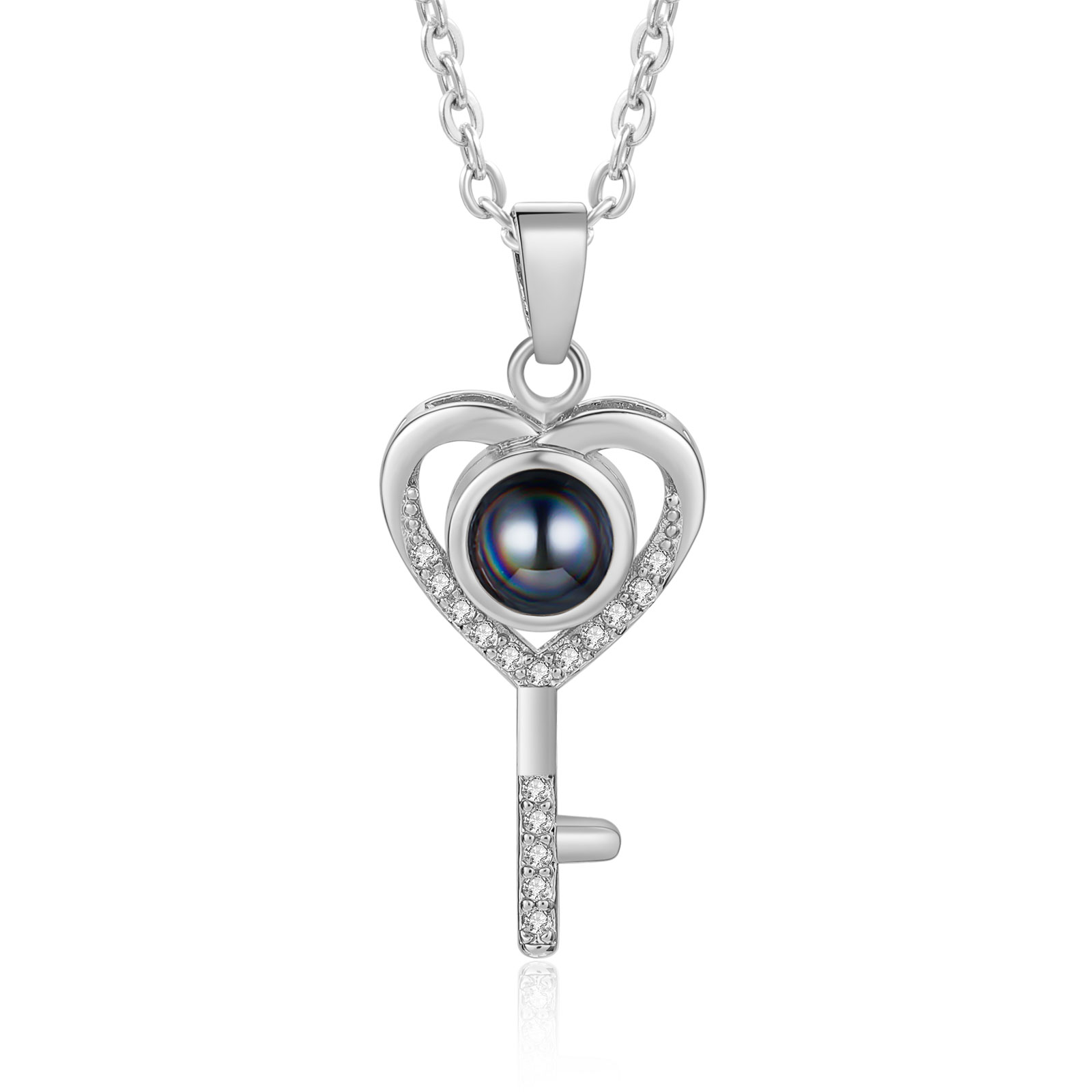 Collana Proiezione Personalizzata a Forma di Cuore con Chiave e 1 Foto – Regalo di San Valentino per Lei/Lui | Jessemade