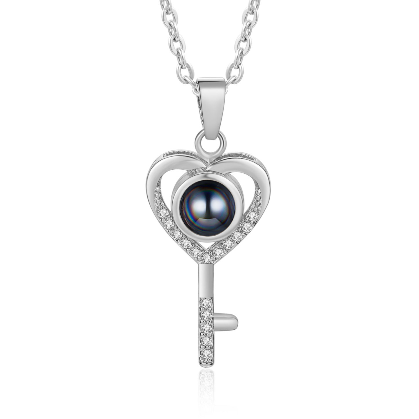 Collana Proiezione Personalizzata a Forma di Cuore con Chiave e 1 Foto