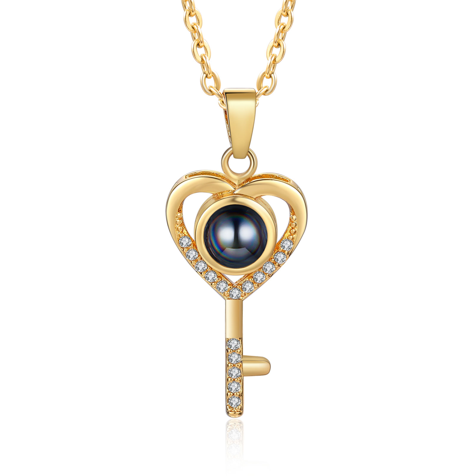 Collana Proiezione Personalizzata a Forma di Cuore con Chiave e 1 Foto – Regalo di San Valentino per Lei/Lui | Jessemade