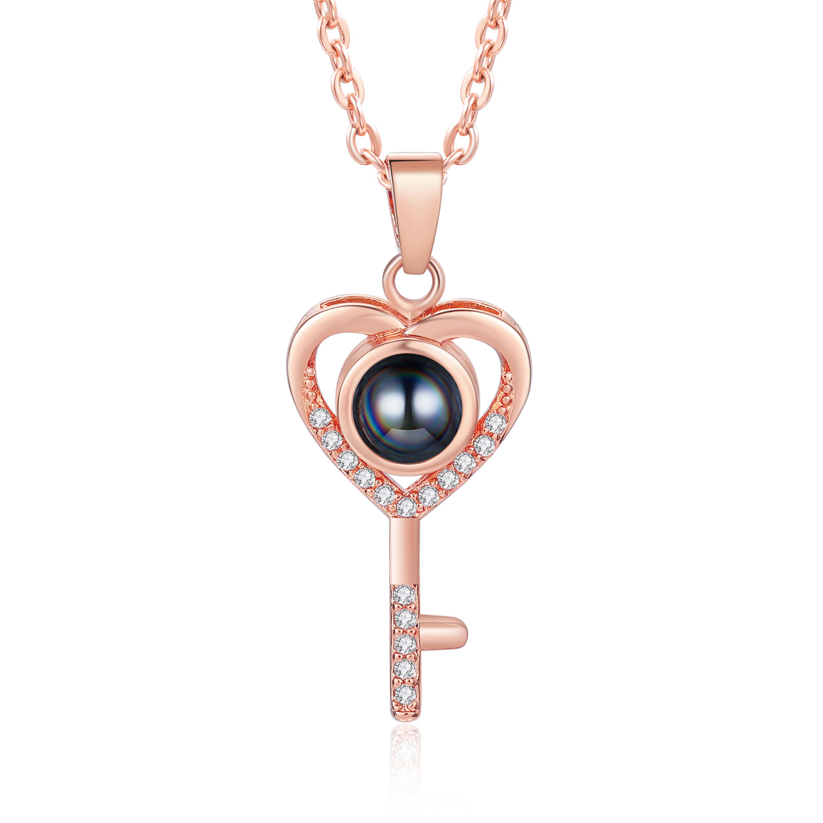 Collana Proiezione Personalizzata a Forma di Cuore con Chiave e 1 Foto – Regalo di San Valentino per Lei/Lui | Jessemade