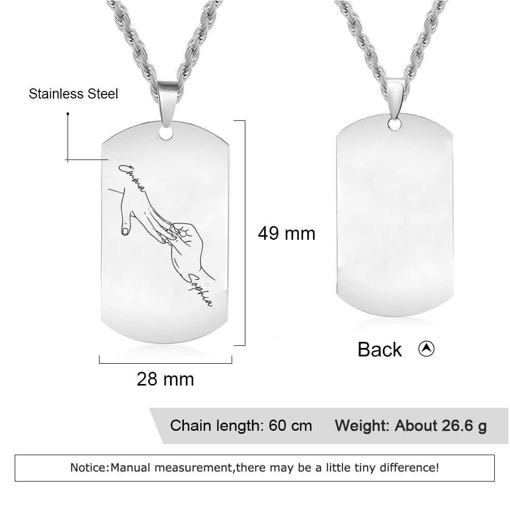 Collana Personalizzata per Coppie con 2 Nomi e Design con Mani Intrecciate - Acciaio Inossidabile Nero o Argento - Regalo di San Valentino per Lei/Lui | Jessemade