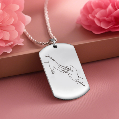 Collana Personalizzata per Coppie con 2 Nomi e Design con Mani Intrecc