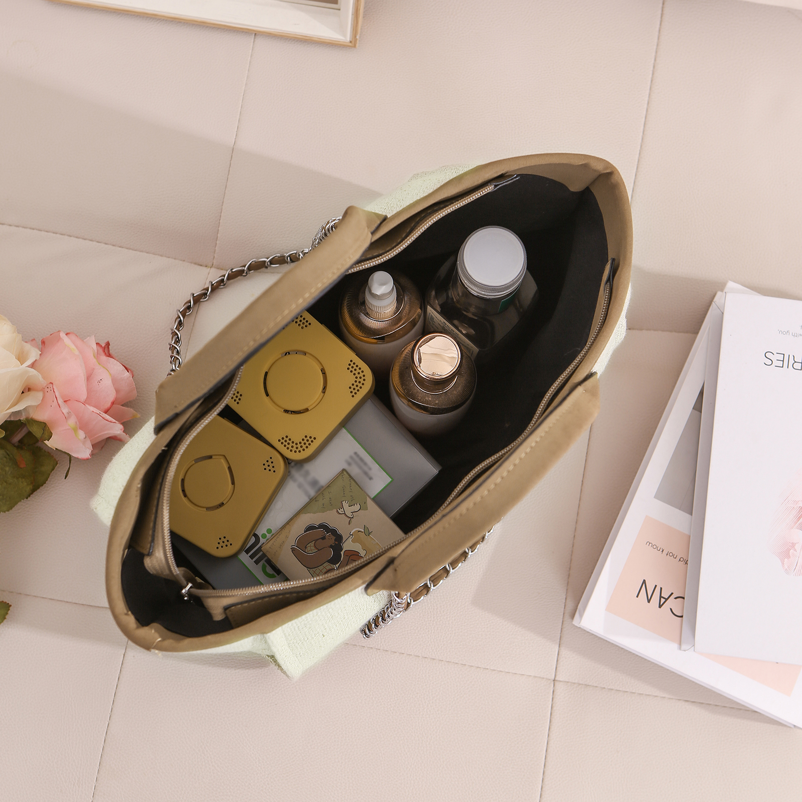 Borsa Personalizzata in Tela per Donna con 1 Nome e 1 Fiore di Nascita - Disponibile in 3 Colori - Regalo di San Valentino per Lei | Jessemade