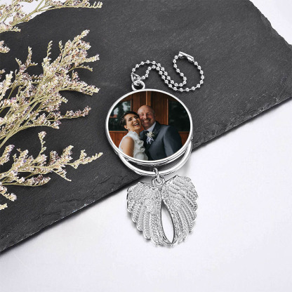 Pendente ali commemorativo per auto con 1 foto personalizzabile