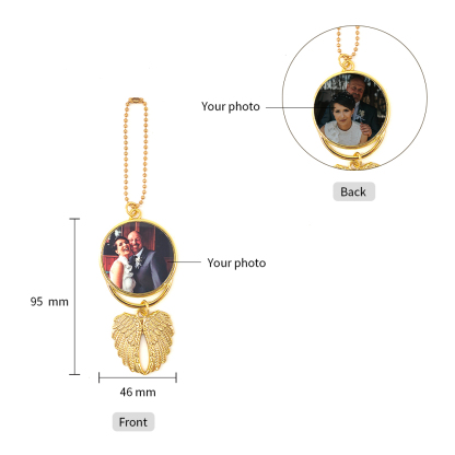 Pendente ali commemorativo per auto con 1 foto personalizzabile