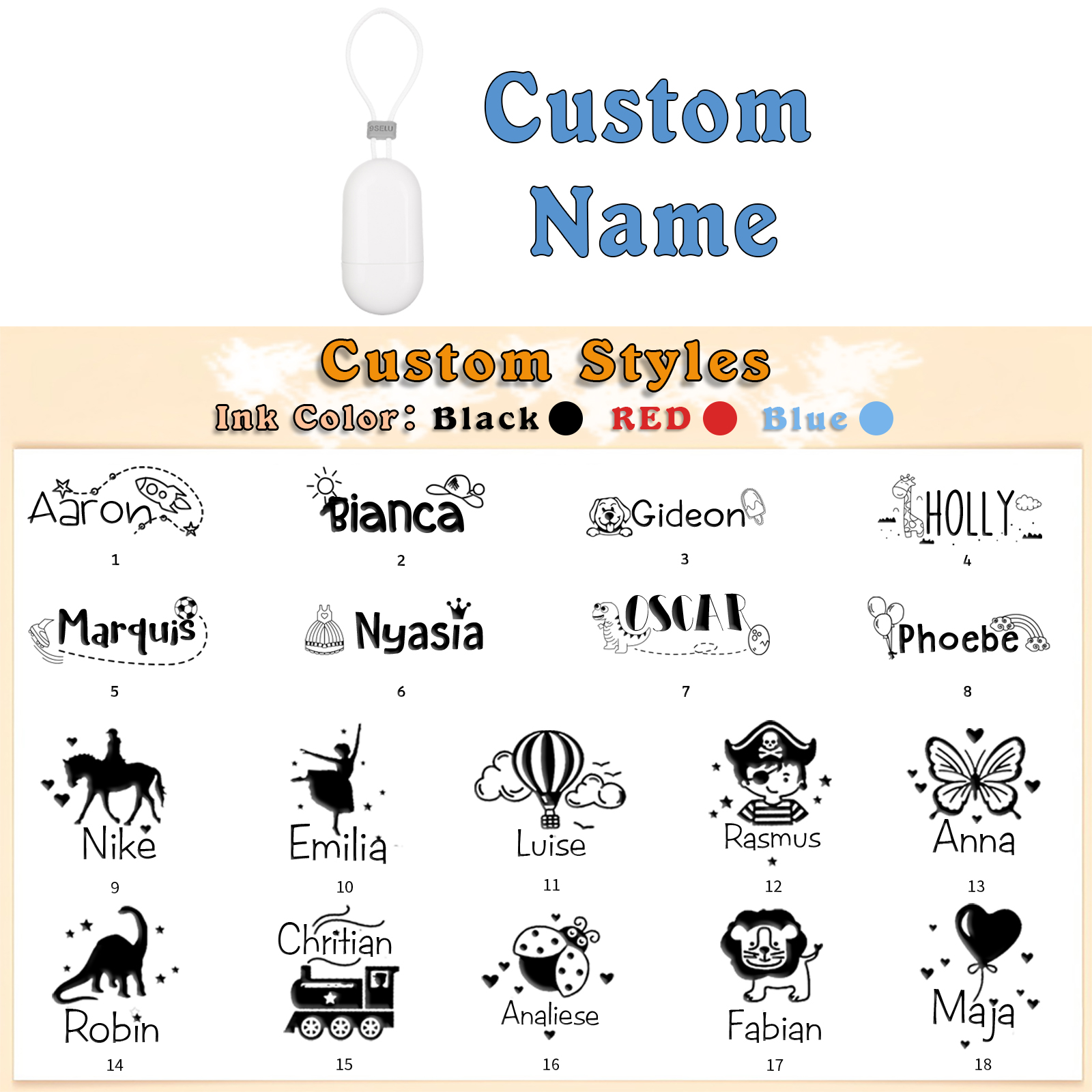 Timbro con nome personalizzato ragazzo regalo per studente scuola insegnante su libro/vestito