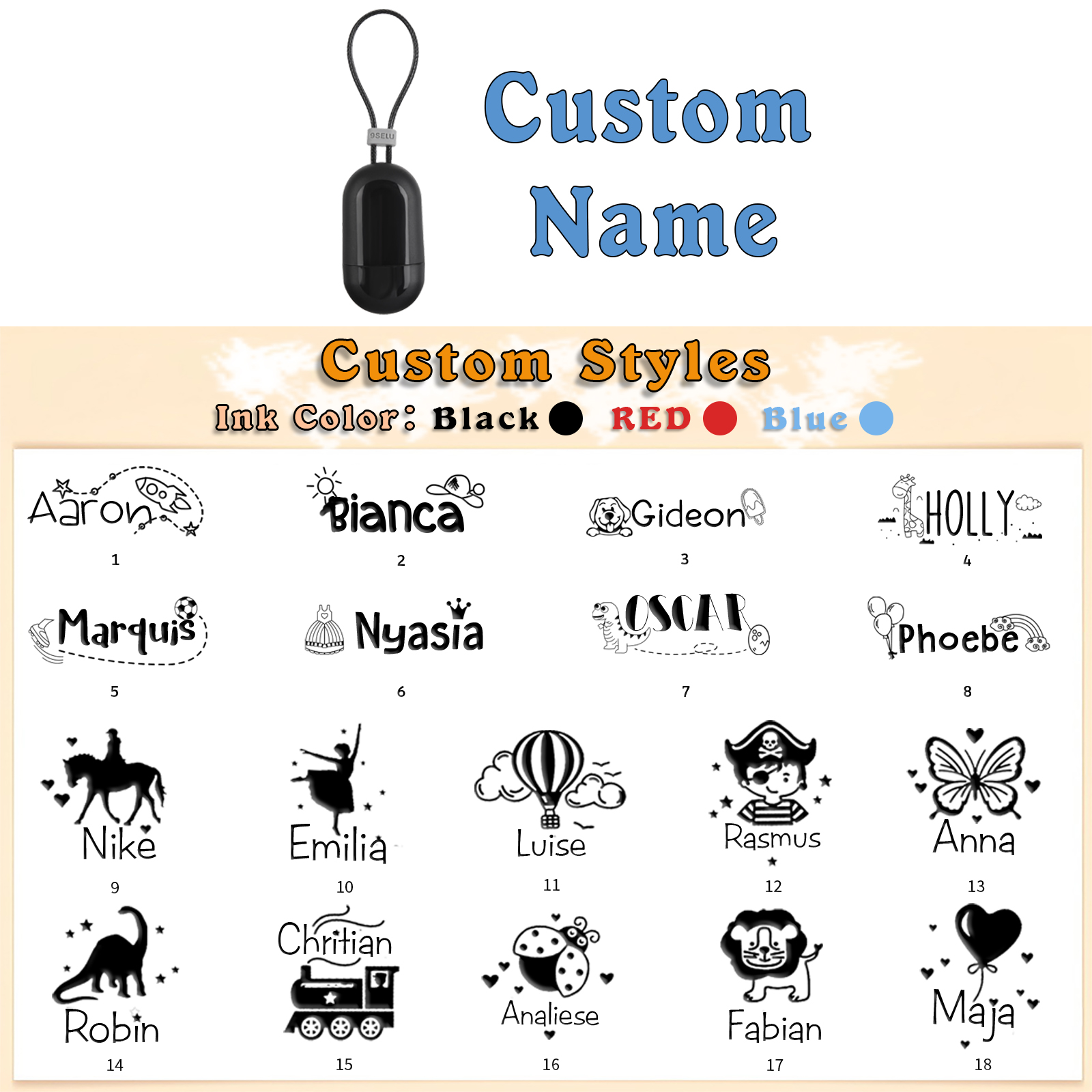 Timbro con nome personalizzato ragazzo regalo per studente scuola insegnante su libro/vestito