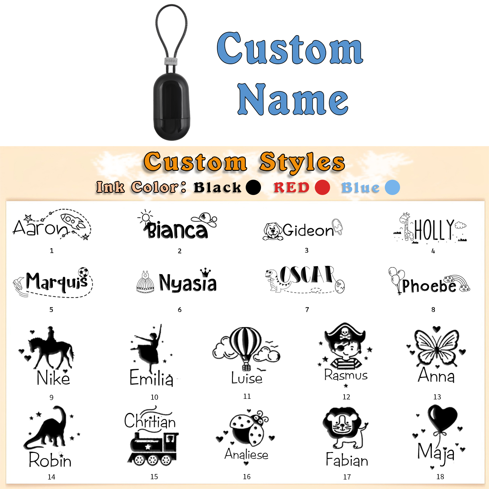 Timbro con nome personalizzato ragazzo regalo per studente scuola insegnante su libro/vestito