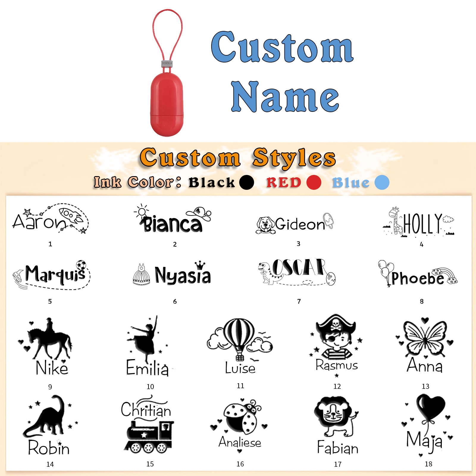 Timbro con nome personalizzato ragazzo regalo per studente scuola insegnante su libro/vestito