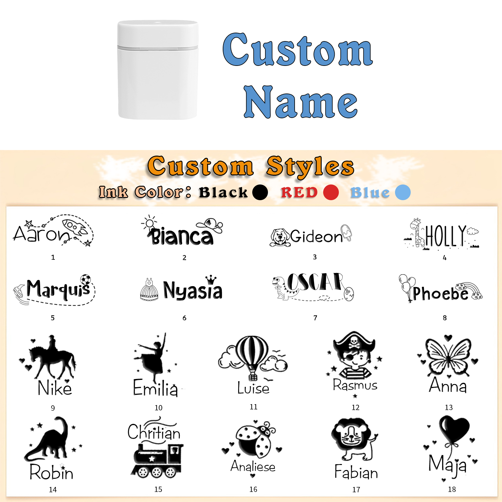 Timbro con nome personalizzato ragazzo regalo per studente scuola insegnante su libro/vestito