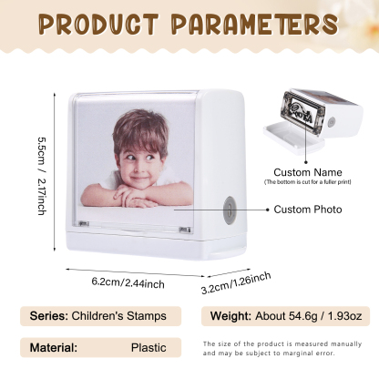 Timbro con nome e foto personalizzato regalo per studente scuola su libro/vestito