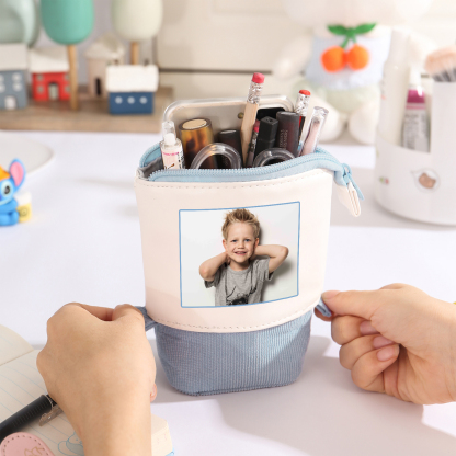 Astuccio per matite acrobaleno personalizzato con 1 nome e 1 foto per scuola elementare bambini