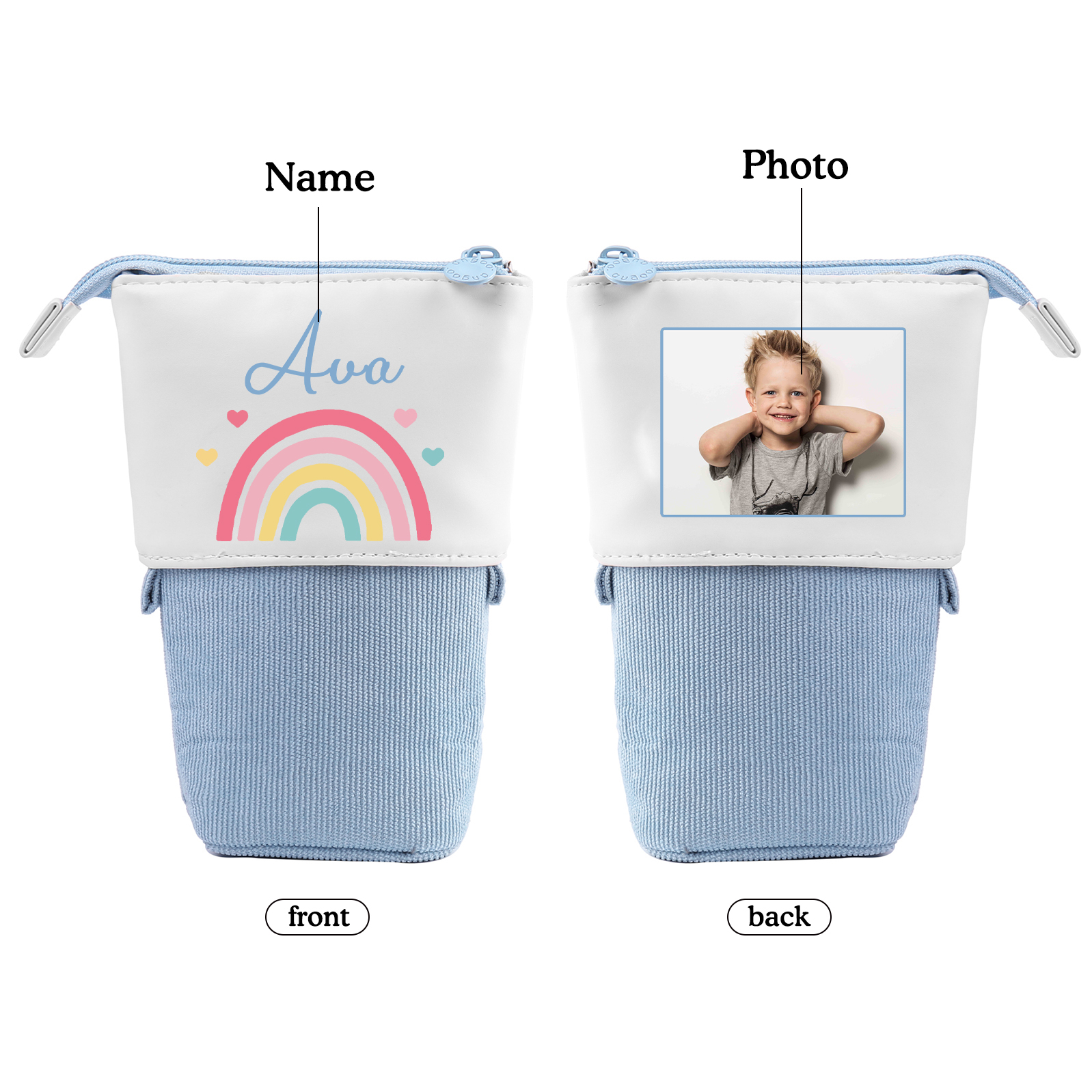 Jessemade IT Astuccio per matite personalizzato con 1 nome e 1 veicolo da costruzione regalo per scuola elementare bambini