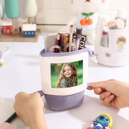 Astuccio per matite acrobaleno personalizzato con 1 nome e 1 foto per scuola elementare bambini