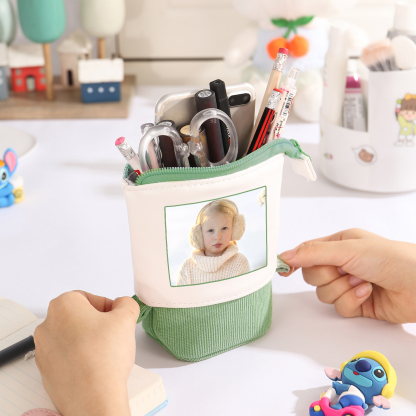 Astuccio per matite acrobaleno personalizzato con 1 nome e 1 foto per scuola elementare bambini