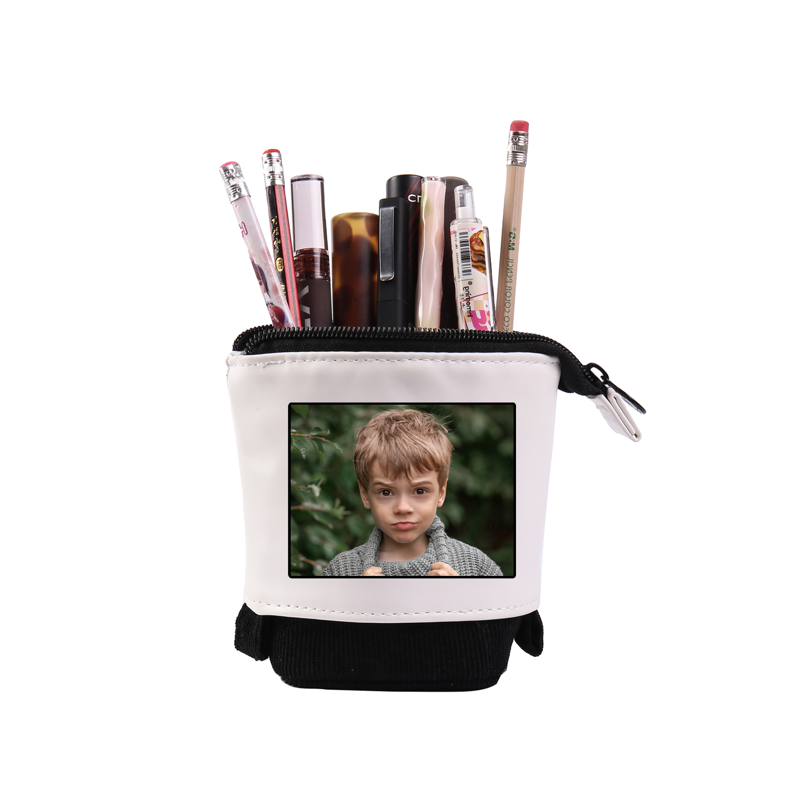 Astuccio per matite acrobaleno personalizzato con 1 nome e 1 foto per scuola elementare bambini