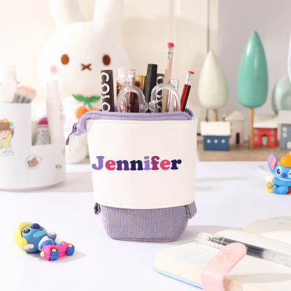 Astuccio per matite acrobaleno personalizzato con 1 nome e 1 foto per scuola elementare bambini