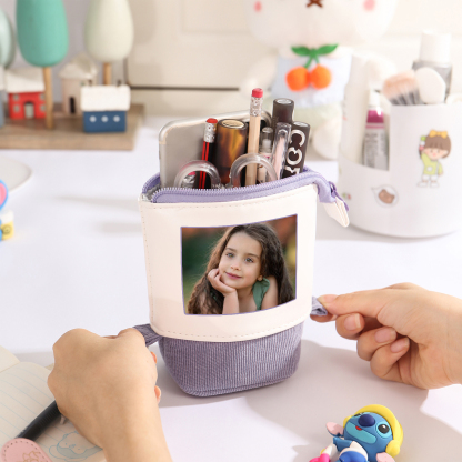 Astuccio per matite acrobaleno personalizzato con 1 nome e 1 foto per scuola elementare bambini