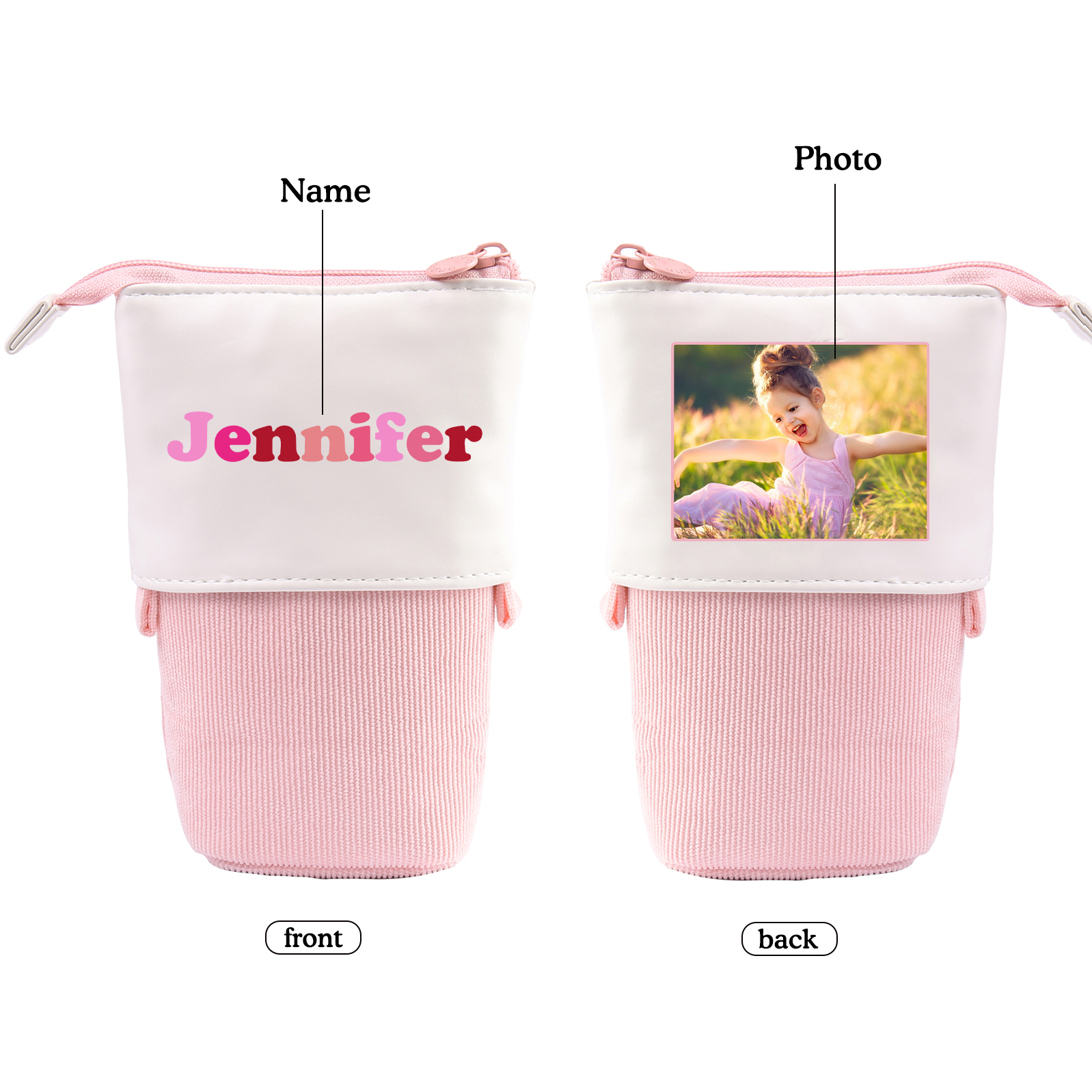 Jessemade IT Astuccio per matite personalizzato con 1 nome e 1 veicolo da costruzione regalo per scuola elementare bambini