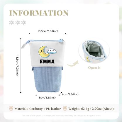 Astuccio per matite luna e nuvola personalizzato con 1 nome regalo per scuola elementare bambini