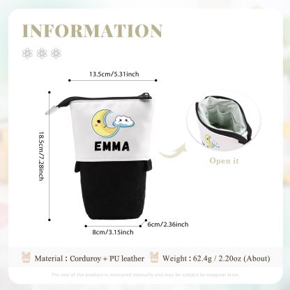 Astuccio per matite luna e nuvola personalizzato con 1 nome regalo per scuola elementare bambini