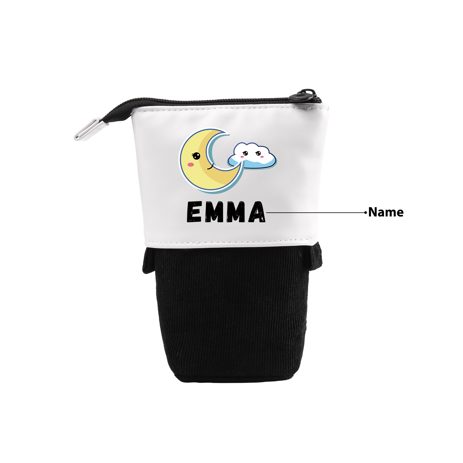 Astuccio per matite luna e nuvola personalizzato con 1 nome regalo per scuola elementare bambini