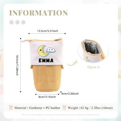 Astuccio per matite luna e nuvola personalizzato con 1 nome regalo per scuola elementare bambini