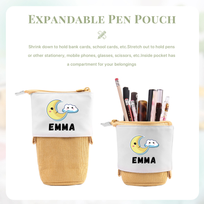 Astuccio per matite luna e nuvola personalizzato con 1 nome regalo per scuola elementare bambini