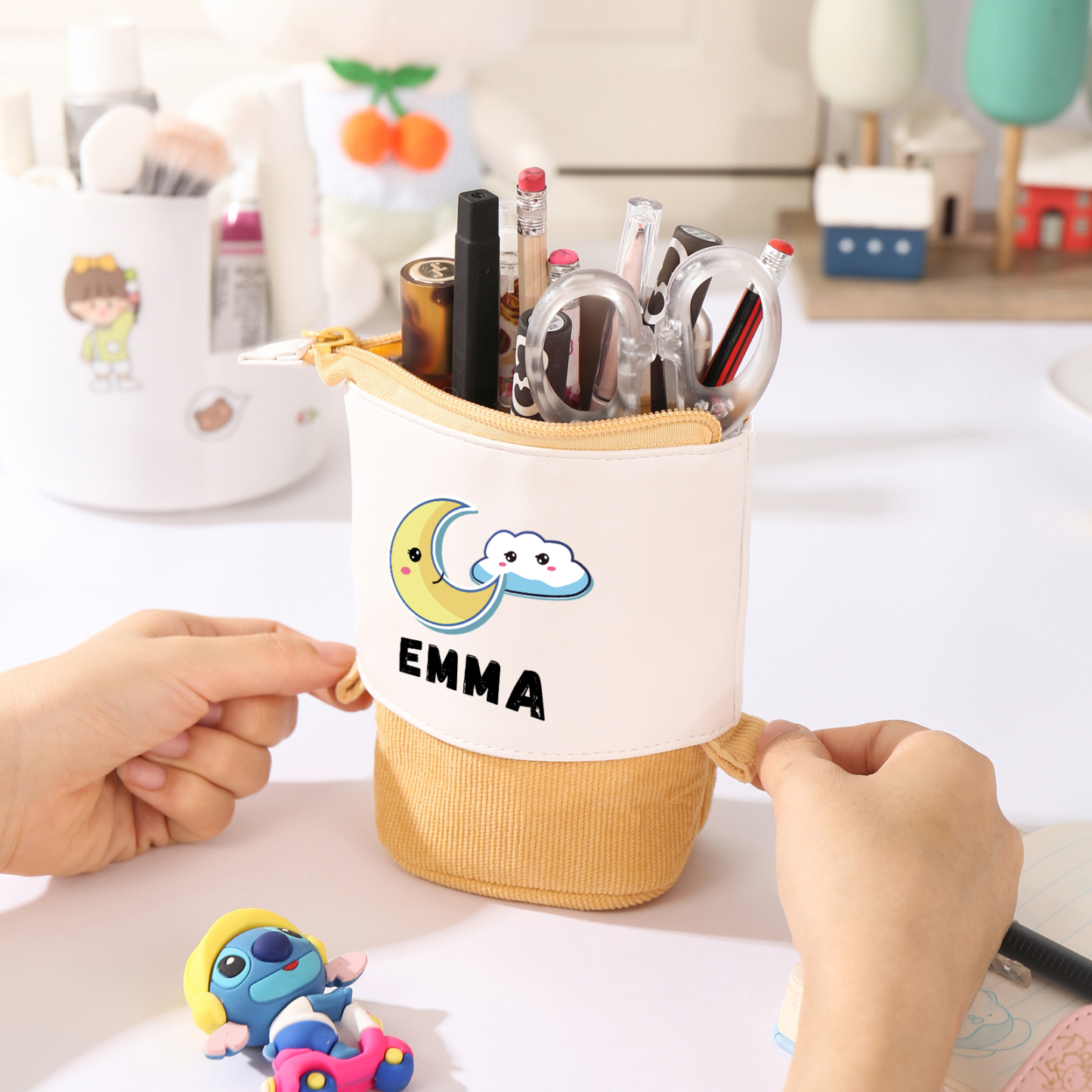 Jessemade IT Astuccio per matite acrobaleno personalizzato con 1 nome regalo per scuola elementare bambini