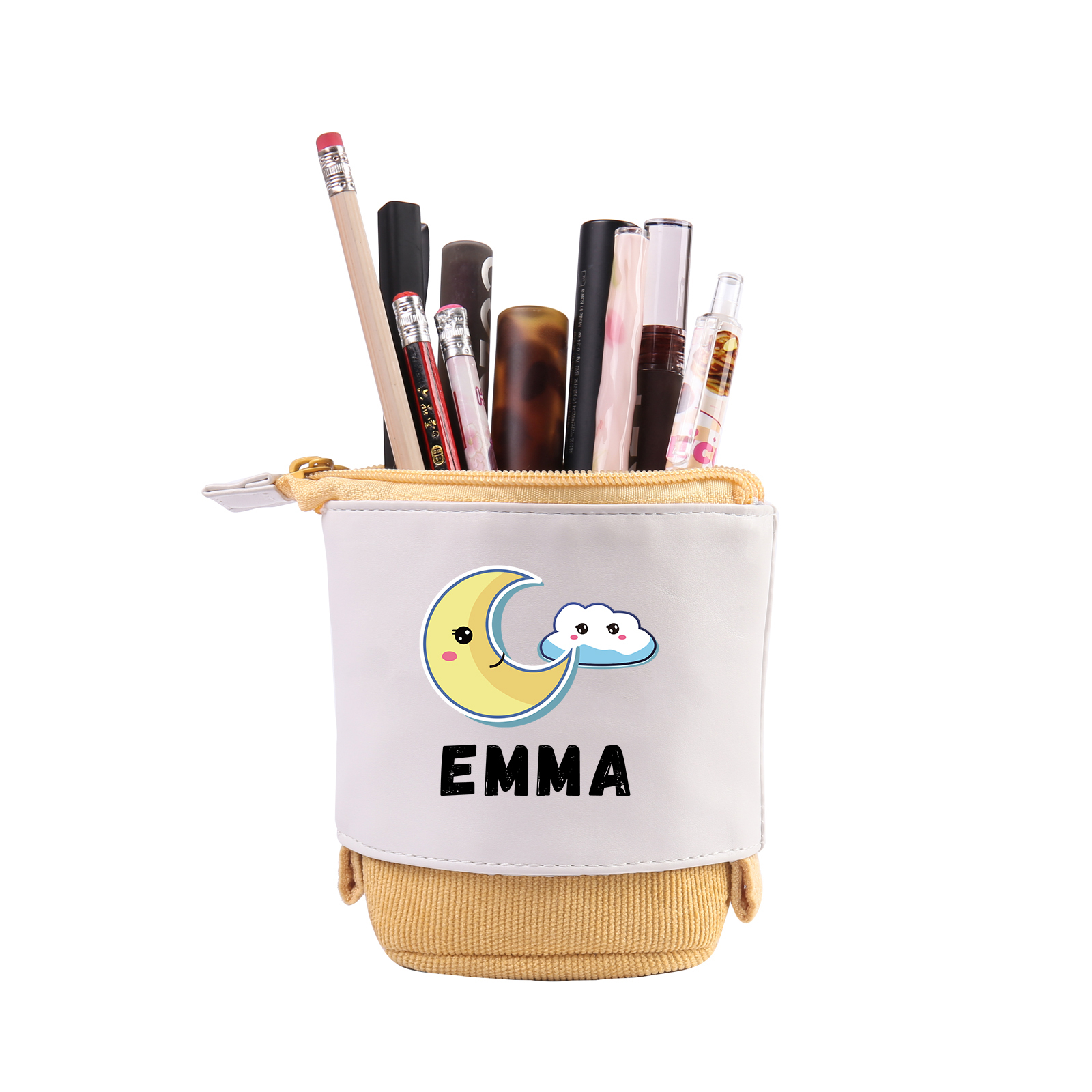 Astuccio per matite luna e nuvola personalizzato con 1 nome regalo per scuola elementare bambini