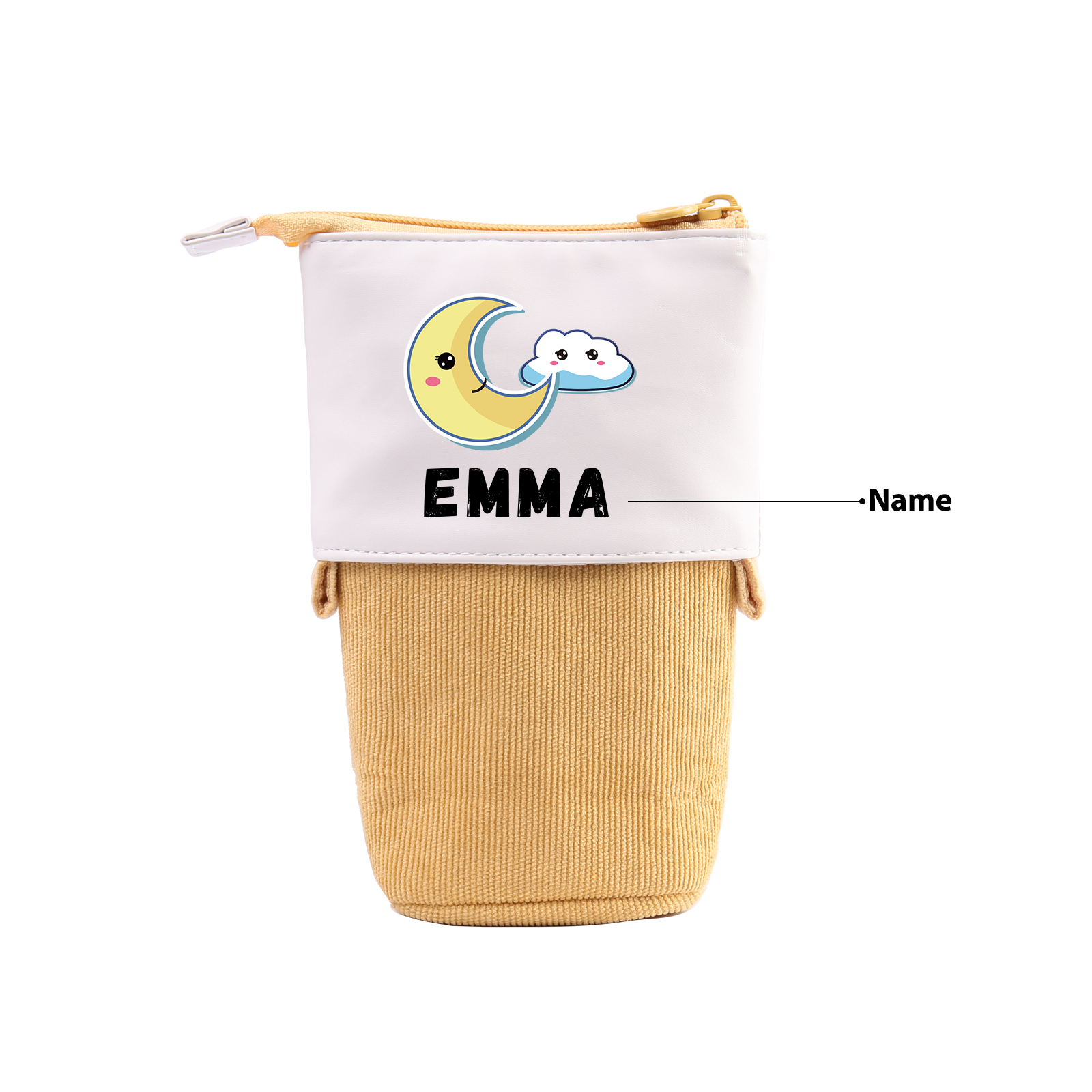 Astuccio per matite luna e nuvola personalizzato con 1 nome regalo per scuola elementare bambini