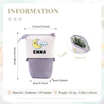 Astuccio per matite luna e nuvola personalizzato con 1 nome regalo per scuola elementare bambini