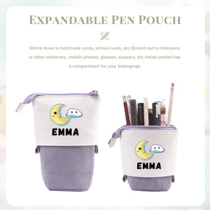 Astuccio per matite luna e nuvola personalizzato con 1 nome regalo per scuola elementare bambini