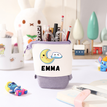 Astuccio per matite luna e nuvola personalizzato con 1 nome regalo per scuola elementare bambini