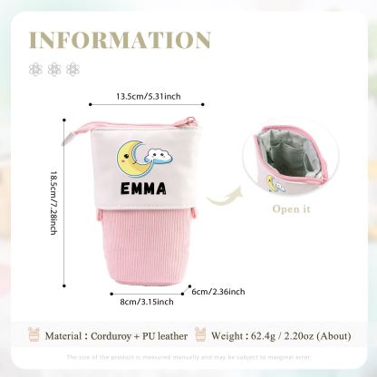 Astuccio per matite luna e nuvola personalizzato con 1 nome regalo per scuola elementare bambini