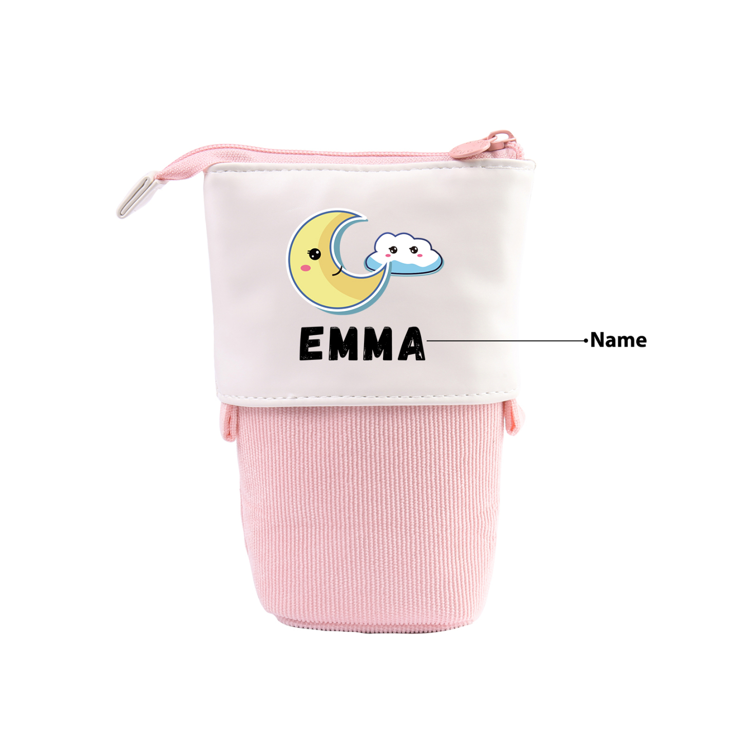 Astuccio per matite luna e nuvola personalizzato con 1 nome regalo per scuola elementare bambini