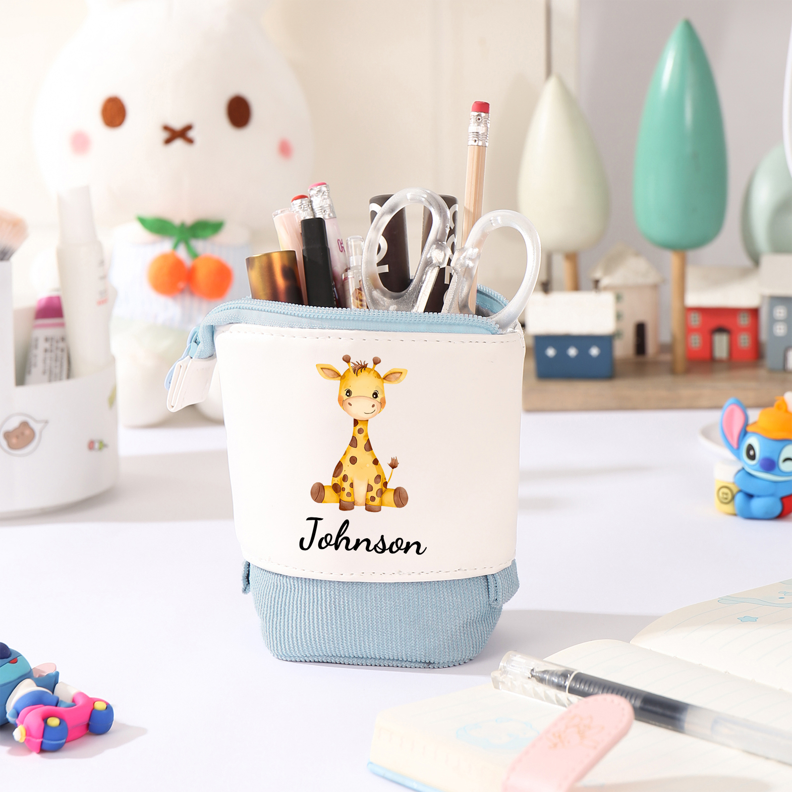Astuccio per matite animale personalizzato con 1 nome regalo per scuola elementare bambini