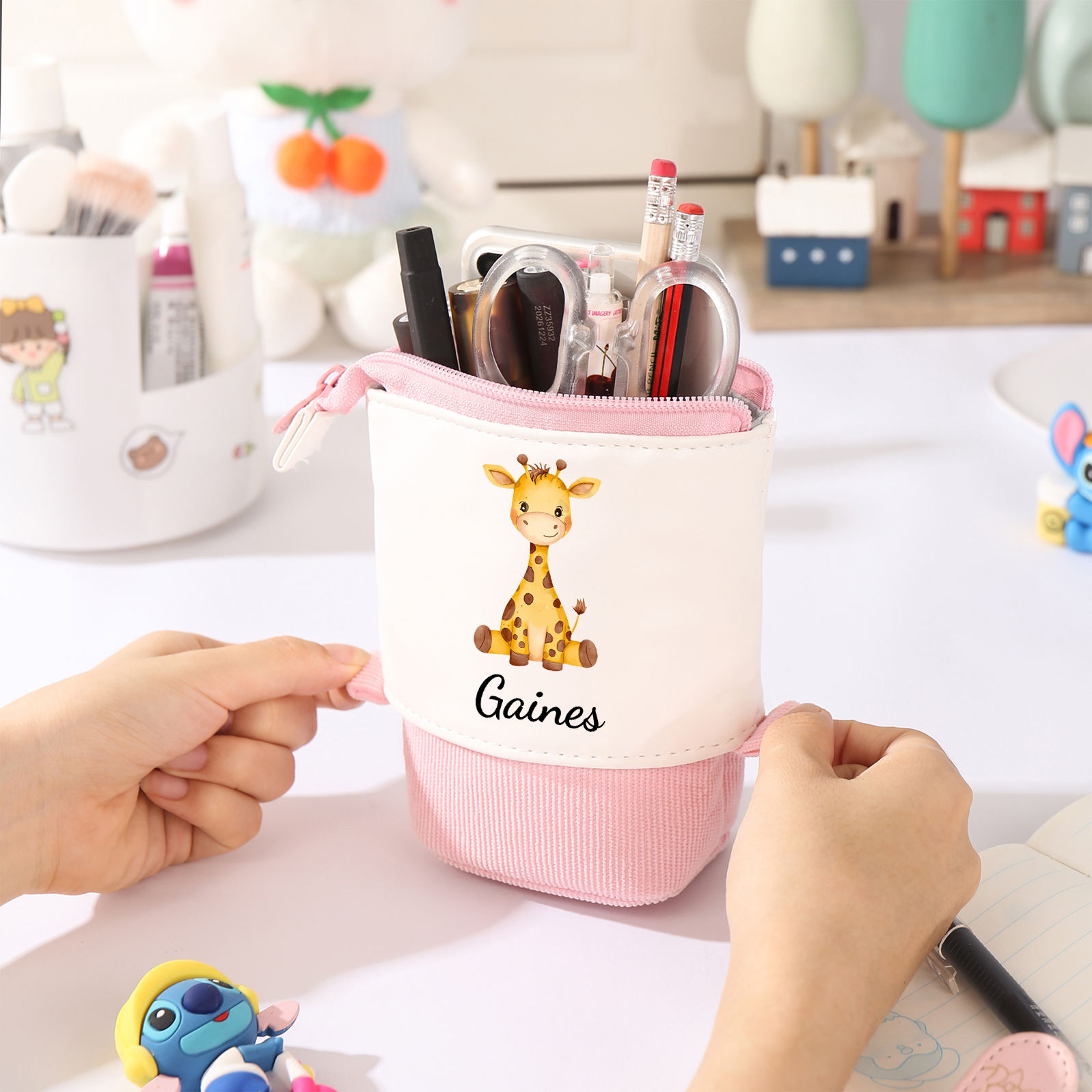 Astuccio per matite animale personalizzato con 1 nome regalo per scuola elementare bambini