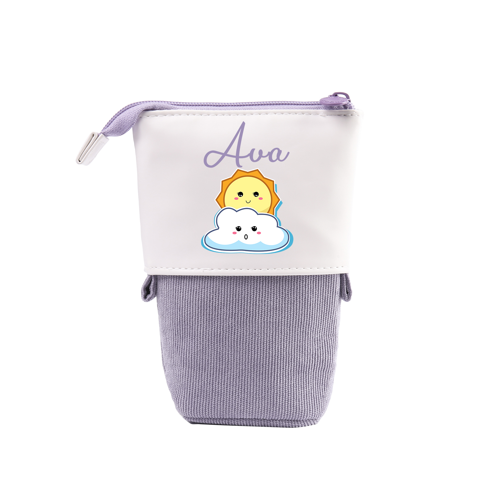 Astuccio per matite sole e nuvola carina personalizzato con 1 nome regalo per scuola elementare bambini
