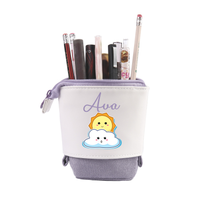 Astuccio per matite sole e nuvola carina personalizzato con 1 nome regalo per scuola elementare bambini