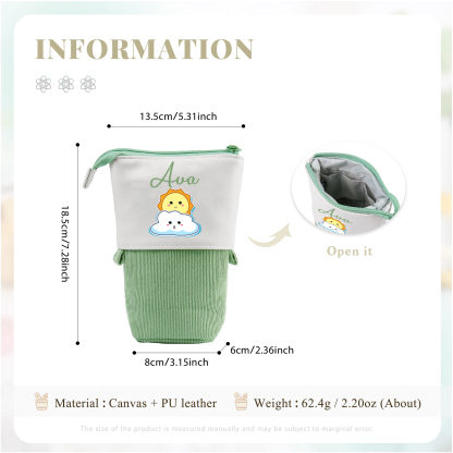 Astuccio per matite sole e nuvola carina personalizzato con 1 nome regalo per scuola elementare bambini