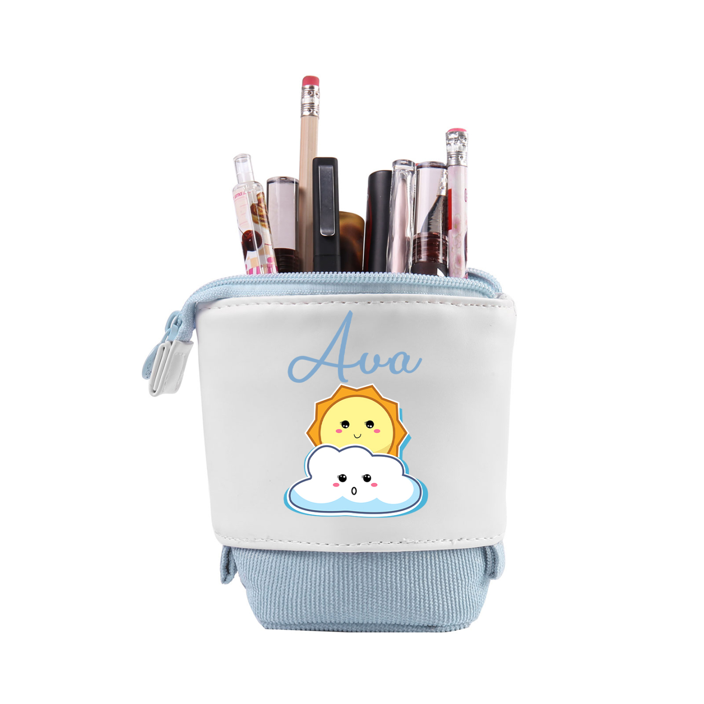 Astuccio per matite sole e nuvola carina personalizzato con 1 nome regalo per scuola elementare bambini