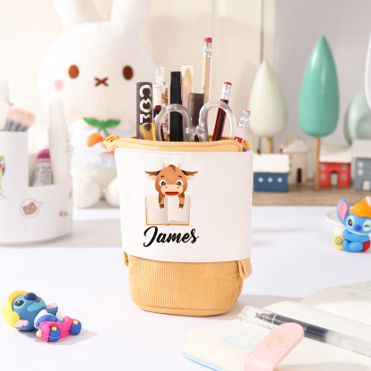 Astuccio per matite personalizzato con 1 nome e 1 animale regalo per scuola elementare bambini