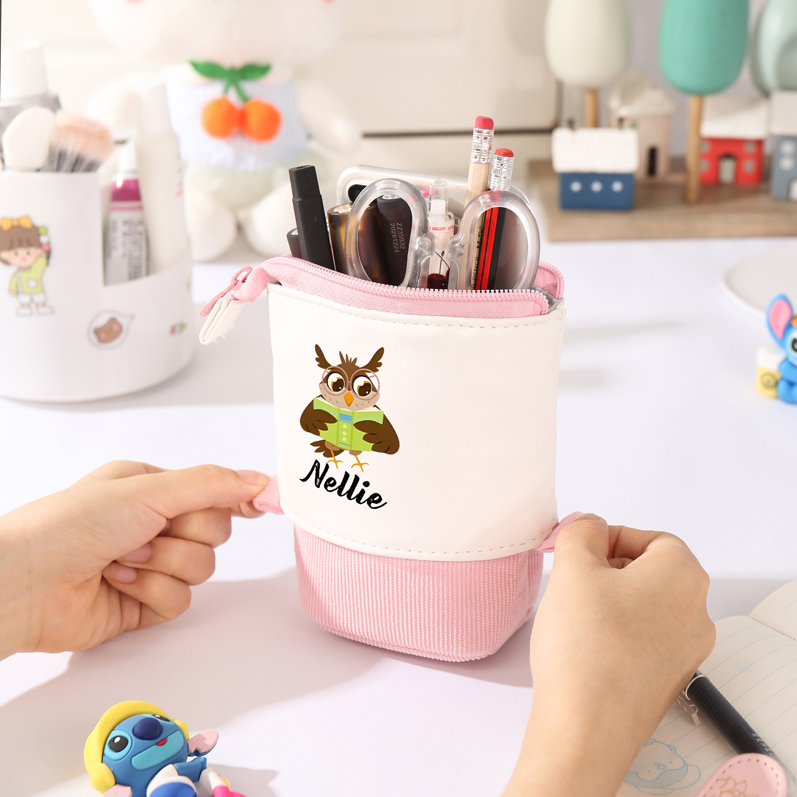 Astuccio per matite personalizzato con 1 nome e 1 animale regalo per scuola elementare bambini